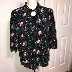 Papaya Floral Key Hole Top 18